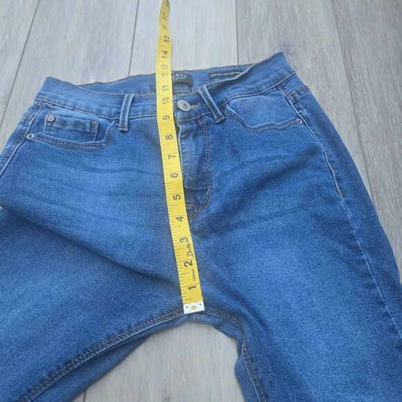 Curve Appeal high rise kick flare ankle blue stretch jeans size 4/27 - Picture 7 of 9